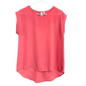 2/$30 Tacera Coral Pink Sleeveless Hi-Low Blouse Top Size Small